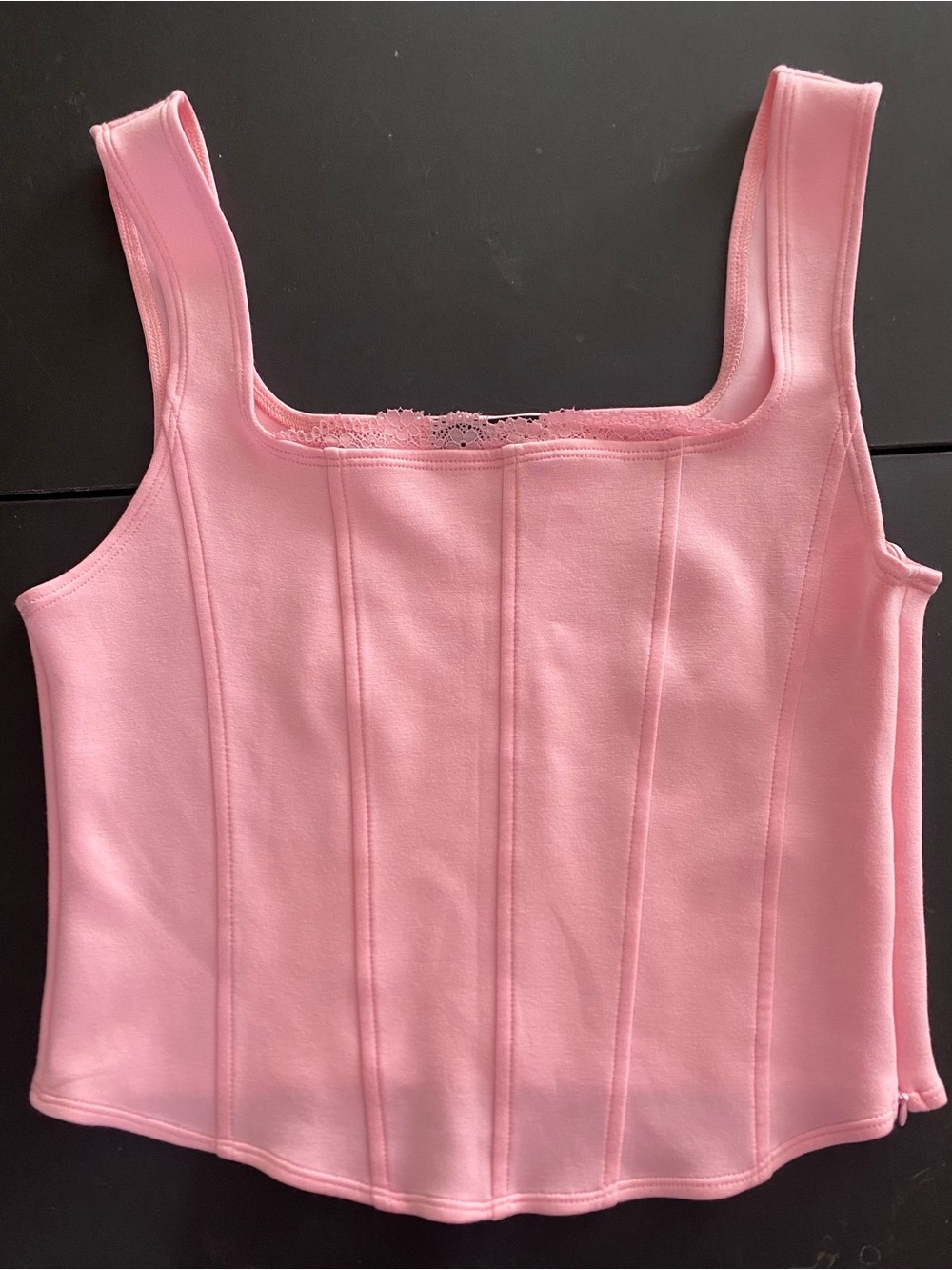 Emerson Lang Young Contemporary Pink Corset Tank Square Neck XL